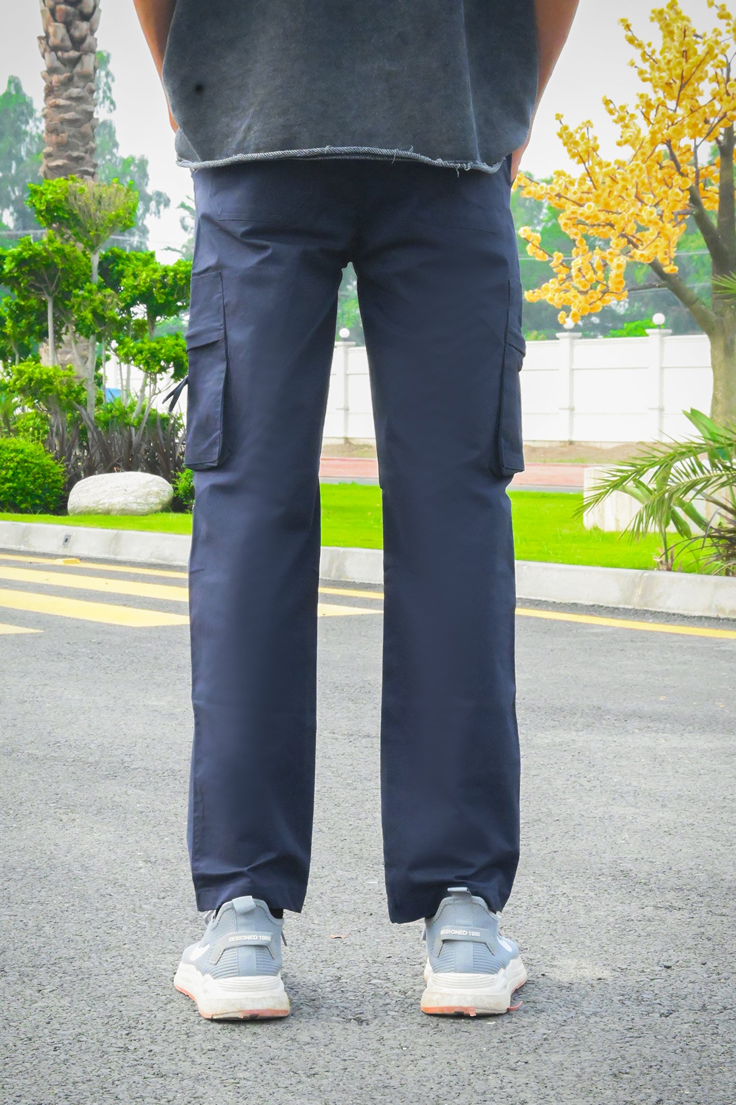 Men's Navy Blue Cargo Trouser with 6 Pockets