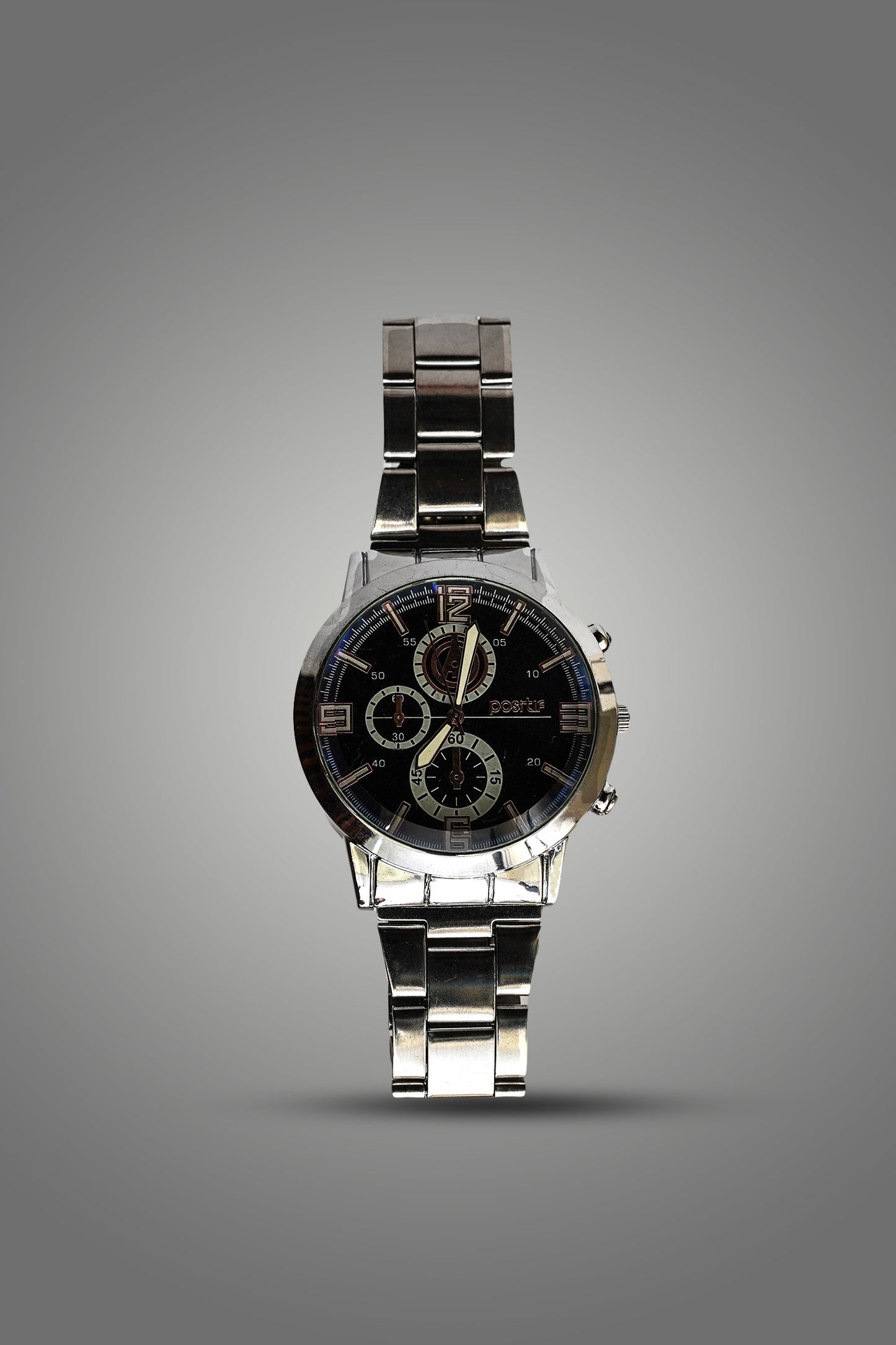 Men's Quartz Watch with Silver Metal Strap