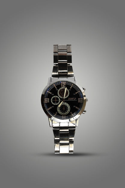 Men's Quartz Watch with Silver Metal Strap