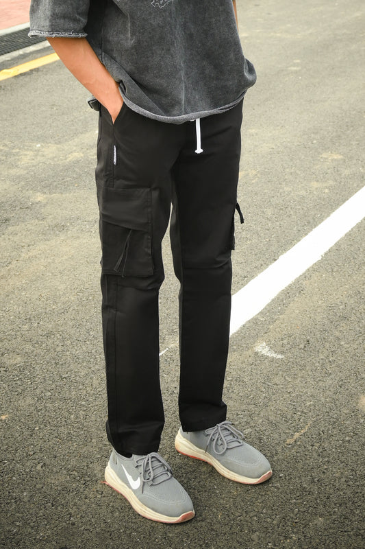 Men's Black Cargo Trouser with 6 Pockets
