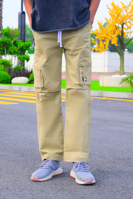 Men's Beige Cargo Trouser with 6 Pockets