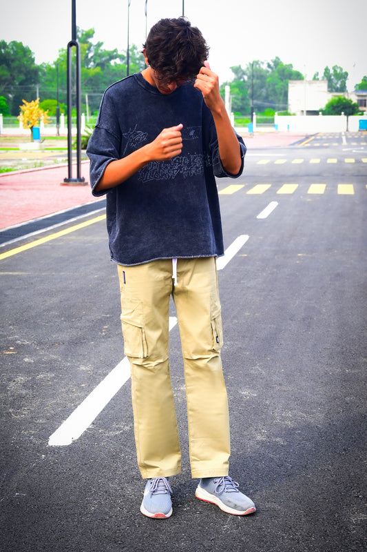 Men's Beige Cargo Trouser with 6 Pockets